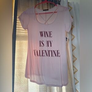 Sweet Claire Pink 'Wine Is My Valentine' Short-Sleeve Graphic Tee